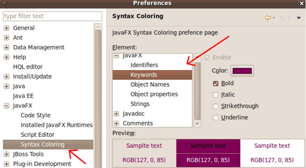 Exadel JavaFX Plug-in for Eclipse preferences page [in pictures] – Max Katz