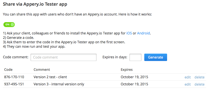 Generate a share code