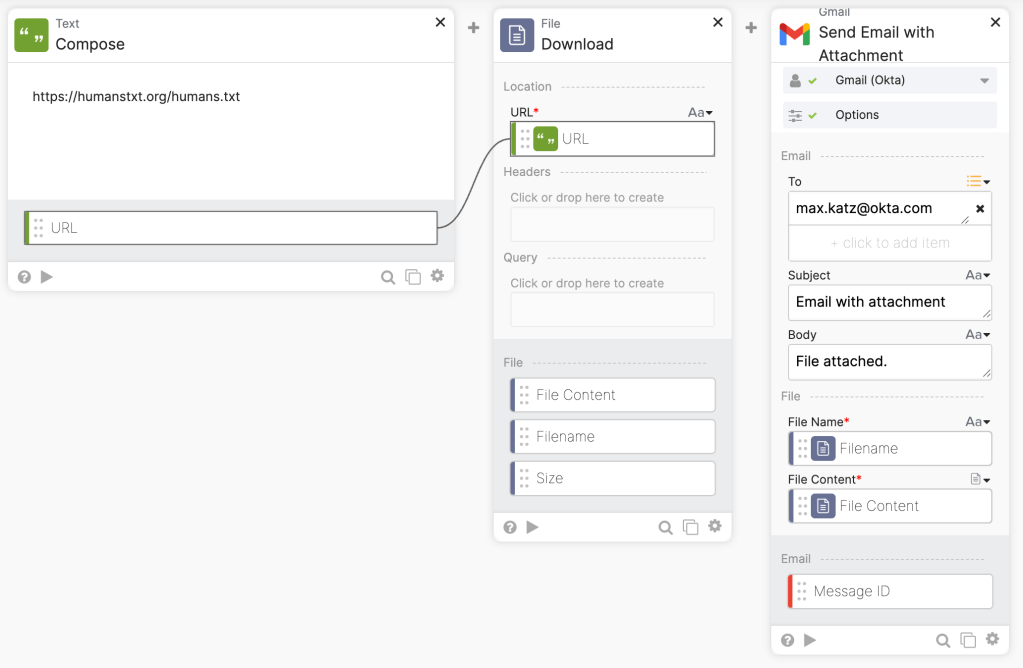 Send an email with an attachment using Gmail.