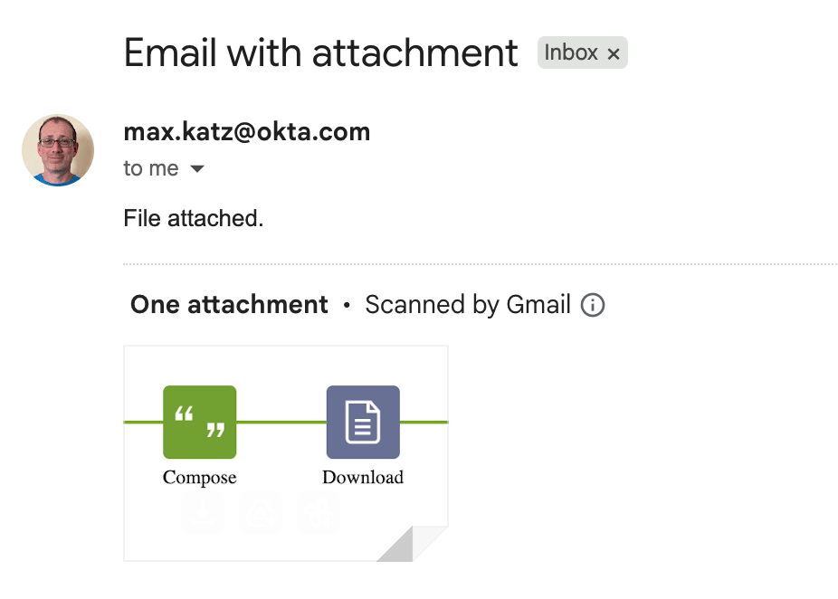 Email with image attachment.