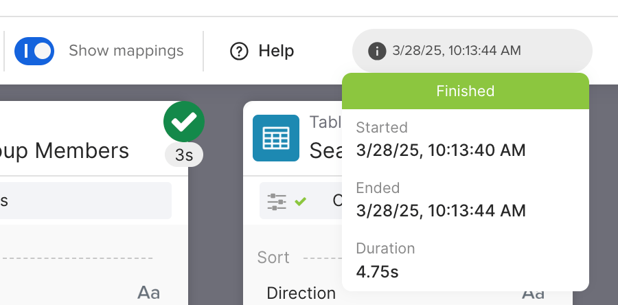 Flow execution start and end time.